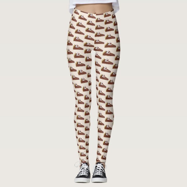 Pecan Pie Tart Southern Food Slice Dessert Feinsch Leggings (Vorderseite)