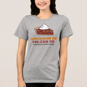 Pecannuss-Piekuchen-Scheibe mit Schlagsahne Tri-Blend Shirt
