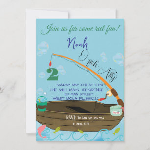 Pêche 2e anniversaire Boy O-fish-ally Invitation