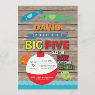 Pêche 5e anniversaire Invitation Big Five Rustic
