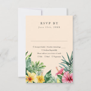 Pêche Aquarelle Tropicale Mariage floral RSVP