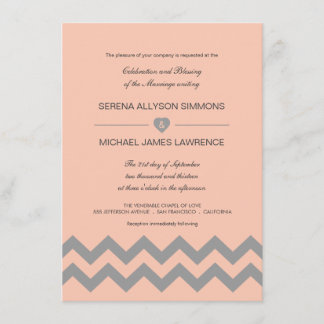 Pêche de corail et invitations grises de mariage