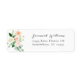 Pêche et blanc Adresse de retour Florale Étiquette