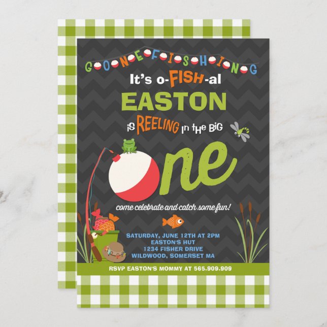Pêche Invitation Anniversaire O-Fish-Ally Une Part (Devant / Derrière)
