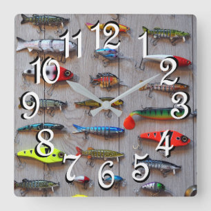 Pêche Lures Man Cave Mur Horloge pour pêcheurs