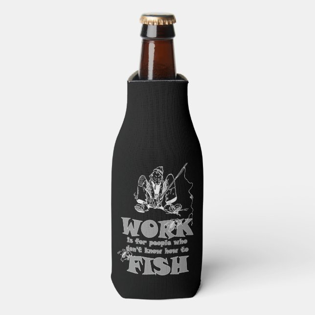 Pêcher Drôle Travail personnalisé Glacière bouteil (Bottle Devant)