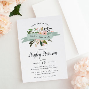 Pêcher la prairie   Invitation Baby shower