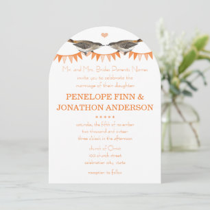 Pêcher Vintage Bird Bunting Invitations de mariage