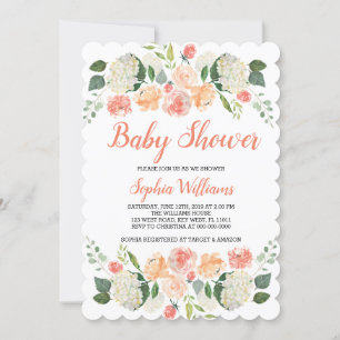 Pêches Et Baby shower De Crème Invitation Fille