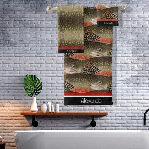 Pêcheur Brook Truite Poisson Design noir blanc rou