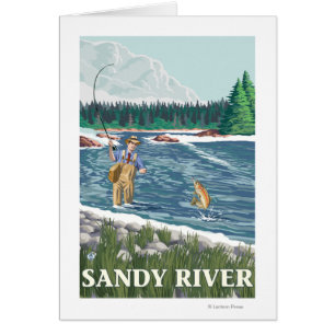 Pêcheur de mouche - rivière de Sandy, Orégon