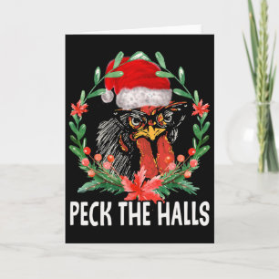 Peck The Halls Hühner-Schneeflocken Weihnachten Sa Karte