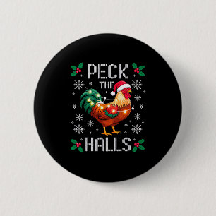 Peck The Halls Hühner-Weihnachtslichter Schneefloc Button