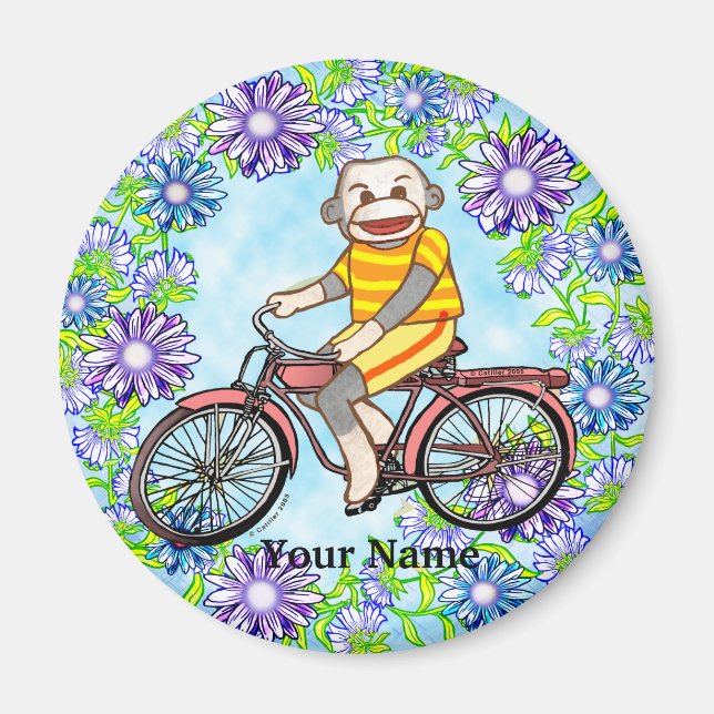 Pedal Bike Sock Monkey Magnet (Vorne)