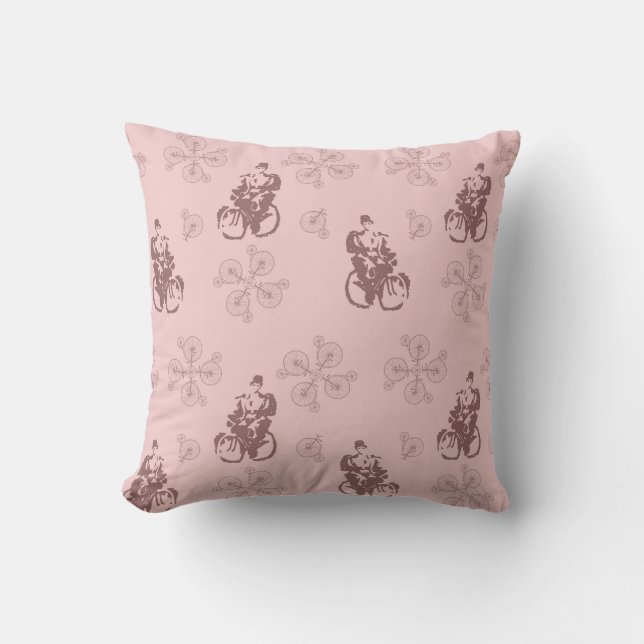 Pédaler à la liberté Coussin de vélo rose (Recto)