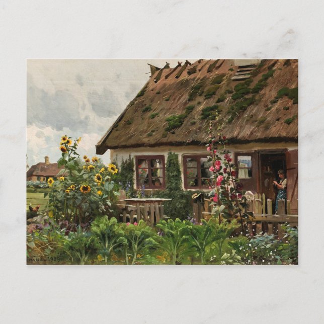 Peder Monsted - Girls Stricken in der Tür Postkarte (Vorderseite)
