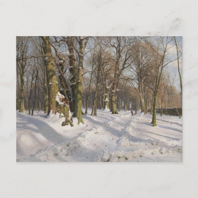 Peder Monsted - Schneewaldstraße im Sonnenlicht Postkarte (Vorderseite)