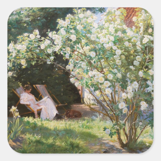 Peder Severin Kroyer - Rose Quadratischer Aufkleber (Vorderseite)