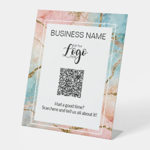 Pedestal QR Code Review Sign - "Hatte eine gute Ze Sockelschild