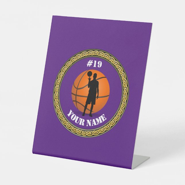 Pedestal Sig Basketball Player - Name und Nummer h Sockelschild (Vorderseite)