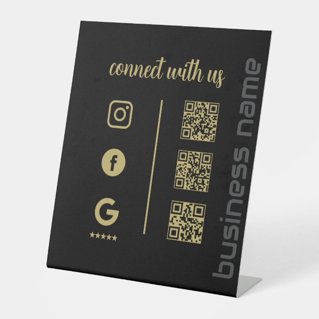 Pedestal Sign – Connect With Us QR Display (B) Sockelschild (Vorderseite)
