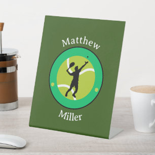 Pedestelle-Schild - Tennisspieler - Personalisiert Sockelschild