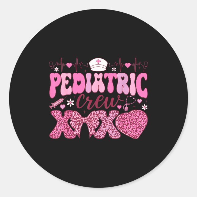 Pediatric Crew Xoxo Nurse Valentines Day Coquette  Runder Aufkleber (Vorderseite)