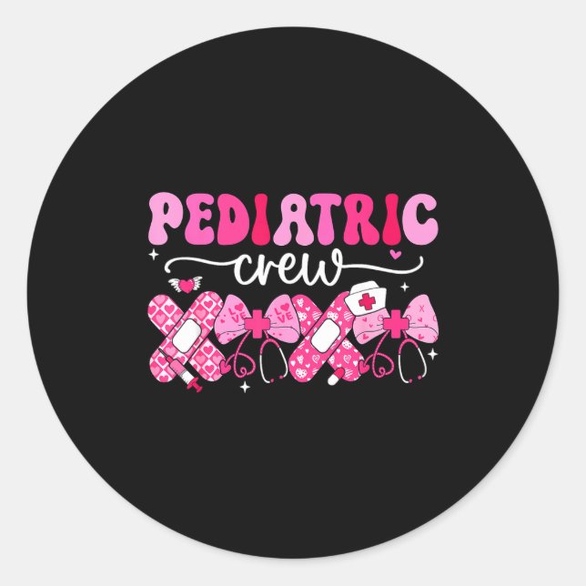 Pediatric Valentines Nurse Crew Peds Nurse Valenti Runder Aufkleber (Vorderseite)