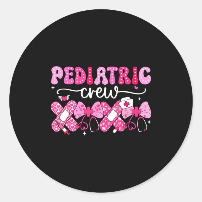 Pediatric Valentines Nurse Crew Peds Nurse Valenti Runder Aufkleber (Vorderseite)
