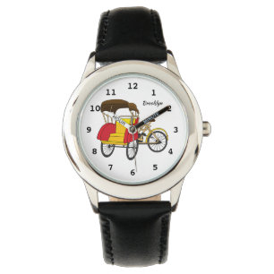Pedicab Rickshaw Cartoon Illustration Armbanduhr