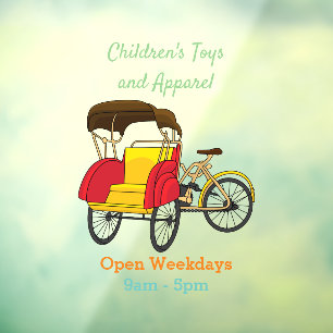 Pedicab Rickshaw Cartoon Illustration Fensteraufkleber