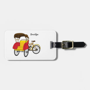 Pedicab Rickshaw Cartoon Illustration Gepäckanhänger