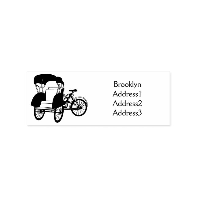 Pedicab Rickshaw Cartoon Illustration Gummistempel (Prägung)
