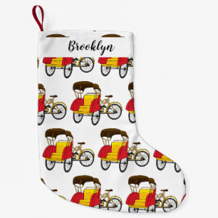 Pedicab Rickshaw Cartoon Illustration Kleiner Weihnachtsstrumpf