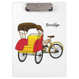 Pedicab Rickshaw Cartoon Illustration Klemmbrett