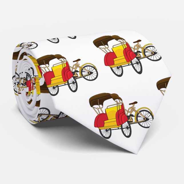 Pedicab Rickshaw Cartoon Illustration Krawatte (Gerollt)