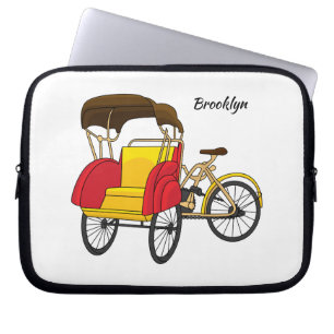 Pedicab Rickshaw Cartoon Illustration Laptopschutzhülle
