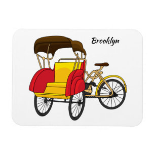 Pedicab Rickshaw Cartoon Illustration Magnet