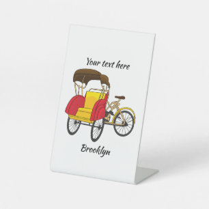 Pedicab Rickshaw Cartoon Illustration Sockelschild