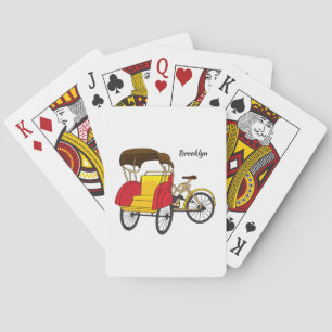 Pedicab Rickshaw Cartoon Illustration Spielkarten
