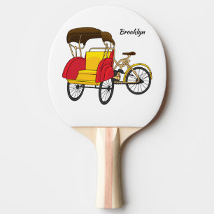 Pedicab Rickshaw Cartoon Illustration Tischtennis Schläger