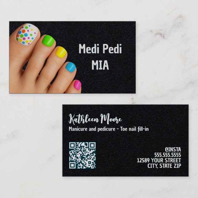 Pedicurist Toe Nail Technician QR Visitenkarte (Vorne/Hinten)