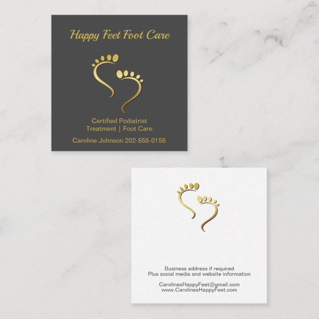 Pediküre Chiropodist Foot Care Quadratische Visitenkarte (Vorne/Hinten)