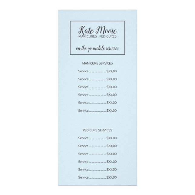 Pedikurist Nail Salon Services Werbekarte (Vorne)
