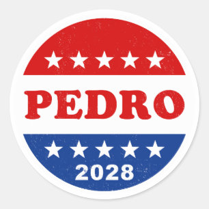 Pedro 2028 Retro Red White Blue Kampagnenschaltflä Runder Aufkleber