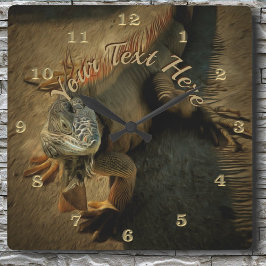 Pedro the Iguana 0768 Quadratische Wanduhr