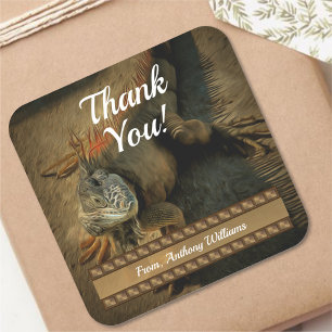 Pedro the Iguana Vielen Dank 0768 Quadratischer Aufkleber