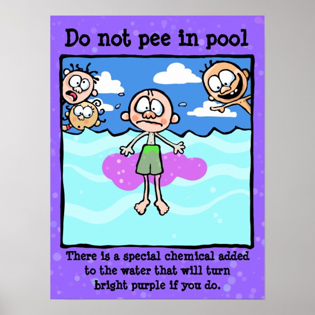 PEE nicht im Pool! Anti-Piss-Kampagne! Poster (Vorne)