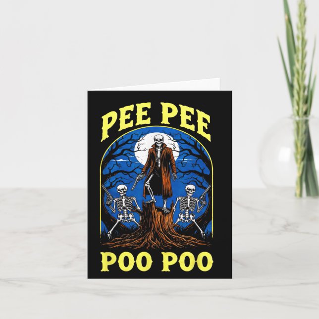 Pee Pee Poo Poo Funny Skeleton Halloween Karte (Vorderseite)