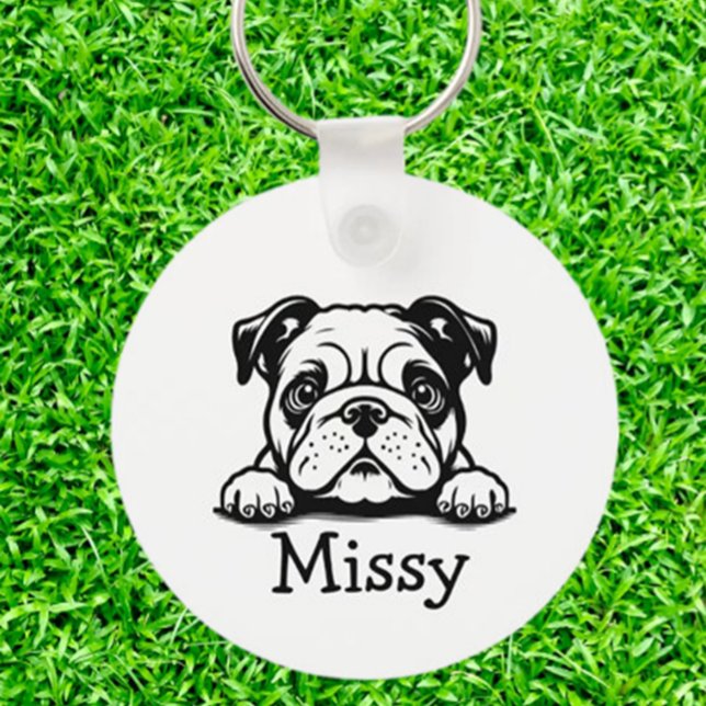 PEEG Bulldog Welpe Personalisiert Schlüsselanhänger (Carry your love for bulldogs everywhere with a personalized PEEKING Bulldog Puppy keychain)